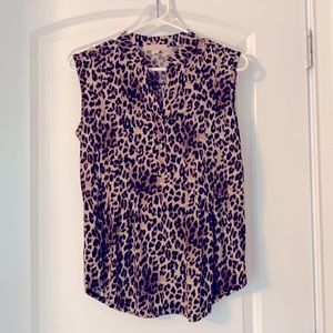NWOT leopard print sleeveless dress shirt